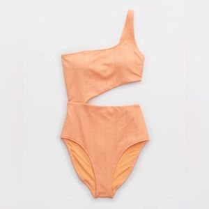 NWOT Aerie Crinkle Asymmetrical Cut Out One Piece Swimsuit